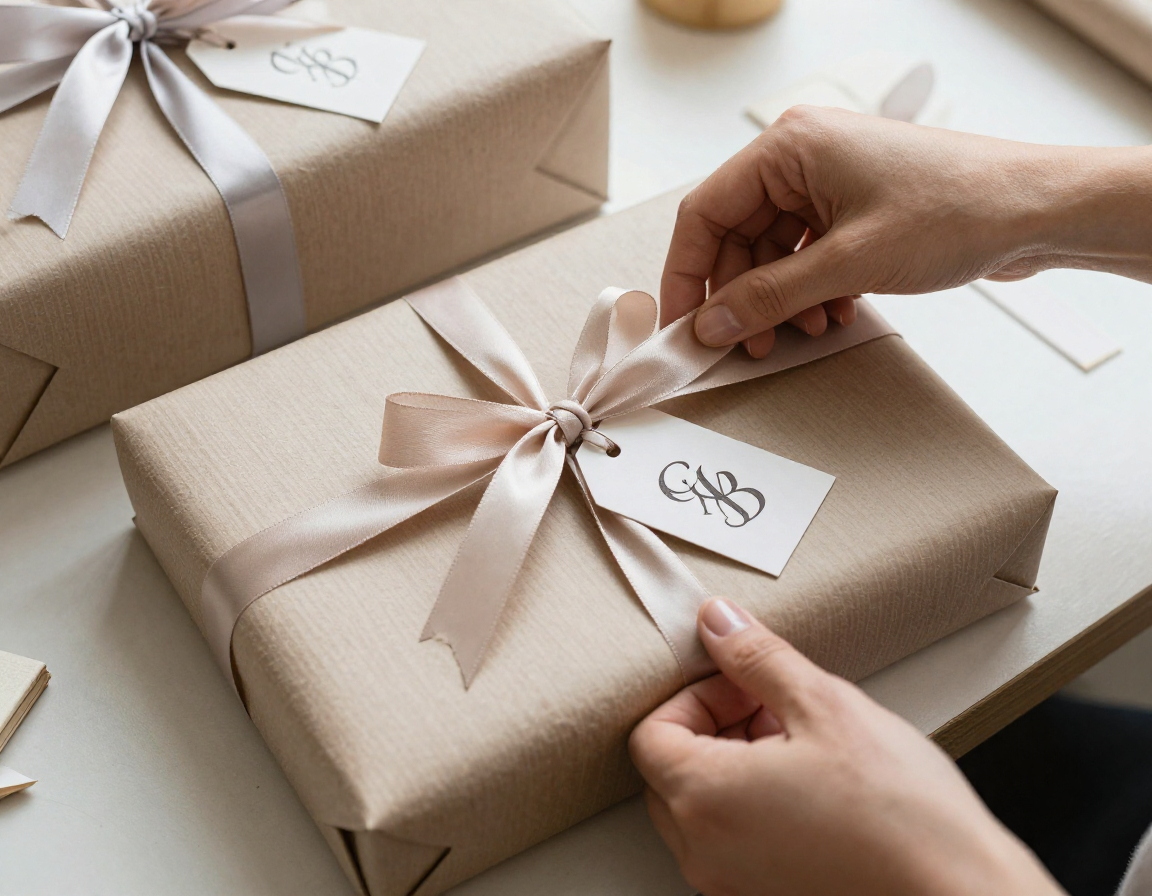 Luxury gift wrapping service with silk ribbons